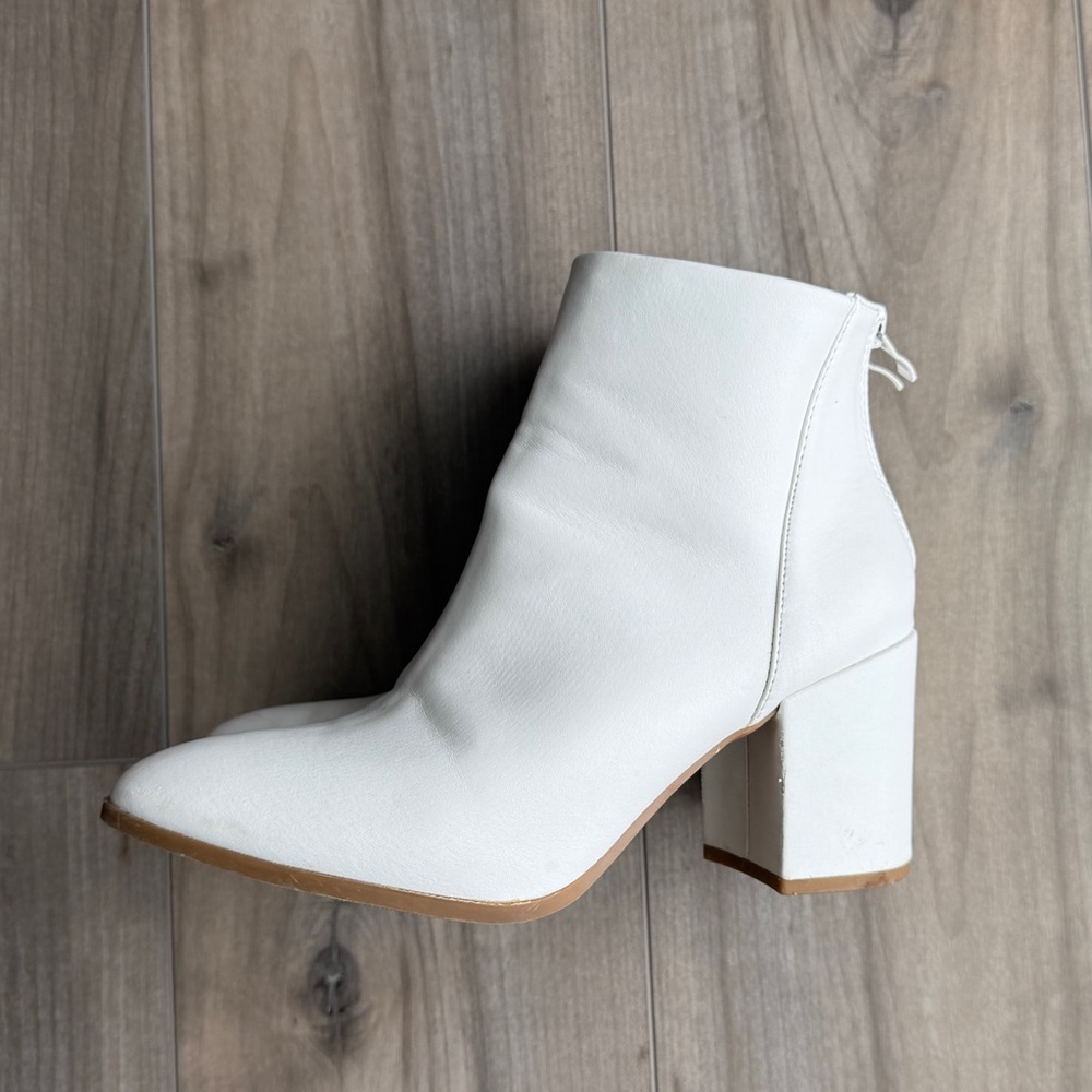 Top Moda White Heeled Ankle Boots